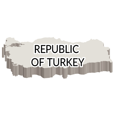 トルコ共和国無料フリーイラスト｜英語・立体(白)